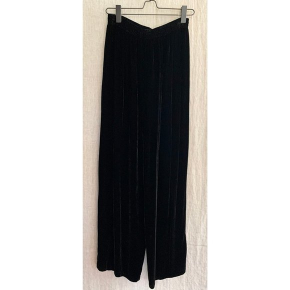 Black velvet full pants - Picture 1 of 3